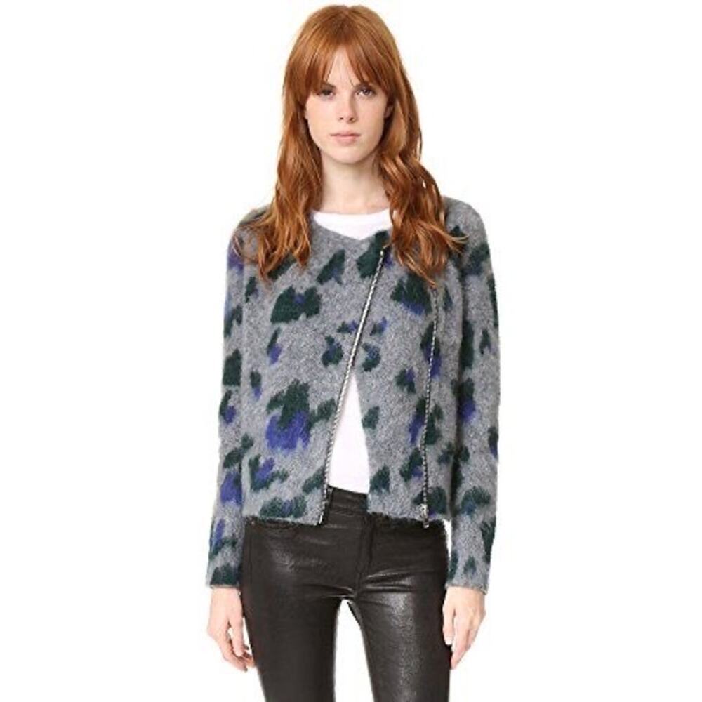 Elizabeth and James Yale Asymmetrical Zip Wool Mohair Sweater XS - Picture 1 of 5